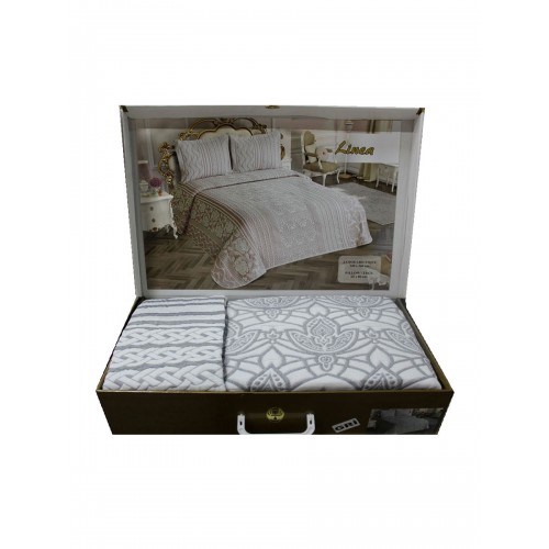 Покрывало EFOR гобеленовое двухстороннее LINEA (240*260) c наволочками серый GRI