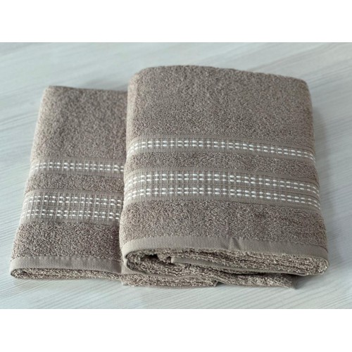 Набор полотенец FITILI BORDUR из 2-х пред (50*90;70*140) кофейный KAHVE