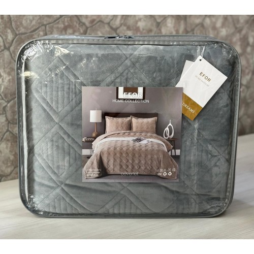 Покрывало ПВХ велюр (220*240) без наволочек серый GRI