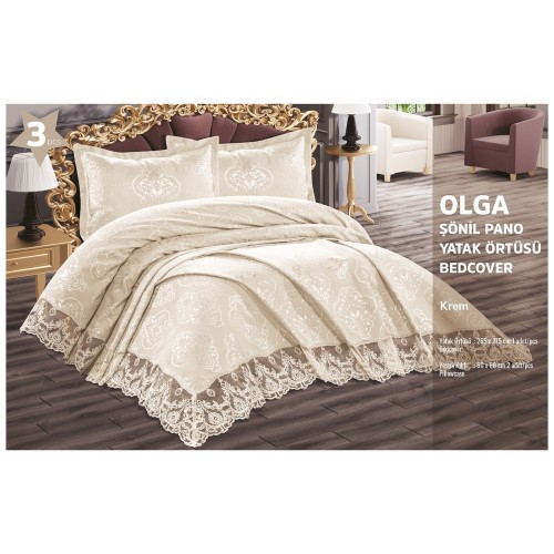 Покрывало EFOR с наволочками OLGA (265*275) крем KREM