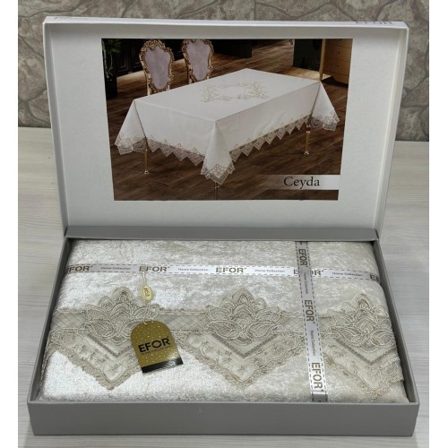 Скатерть EFOR CEYDA 160*220 прямоугольная крем KREM