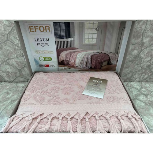 Покрывало EFOR LILYUM махровое (200*220) пудровый PUDRA