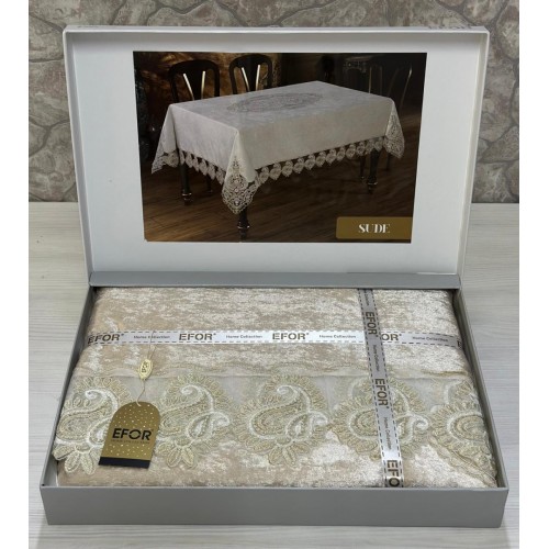 Скатерть EFOR SUDE 160*220 прямоугольная капучино S.KAHVE