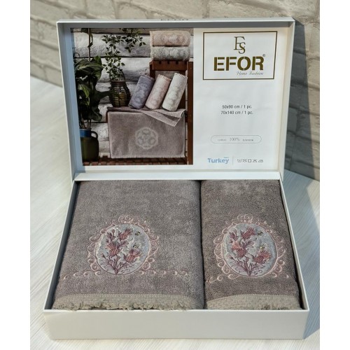 Набор полотенец EFOR из 2-х предметов (50*90 и 70*140) CICEK ARISI кофейный KAHVE