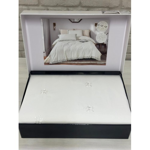 КПБ EFOR COTTONI с гипюром "цветная роза" (АА-01), евро