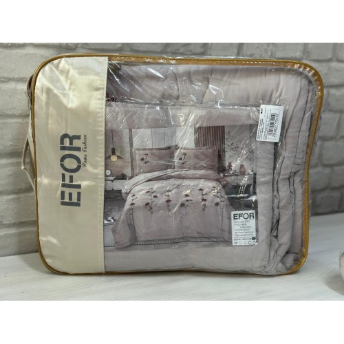 КПБ EFOR SATIN Эмилия (№3 РОЗА) с одеялом с вышивкой LEYLAK сиреневый евро