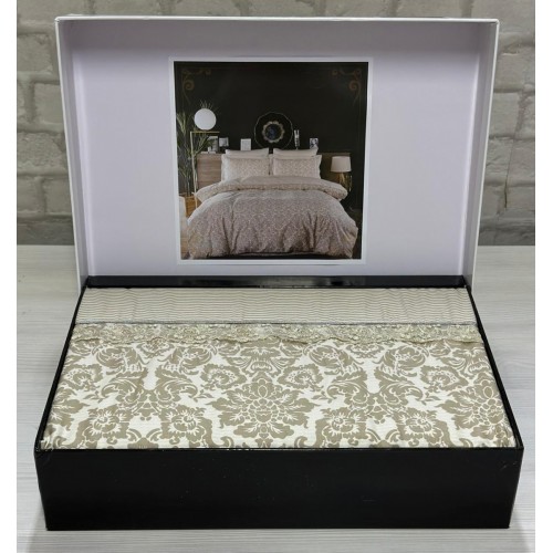 КПБ EFOR COTTONI с гипюром "орнамент" евро (капучино)