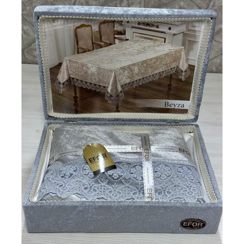 Скатерть EFOR BEYZA 160*220 в сундучке прямоугольник серый GRI