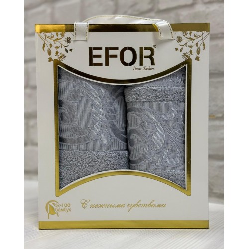 Набор полотенец EFOR BAMBOO TAC из 2х пр. (50*90,70*140) 100% бамбук (серый)