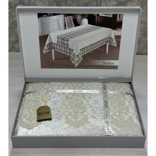 Скатерть EFOR NALAN 160*220 прямоугольная крем KREM