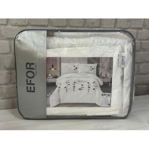 КПБ EFOR SATIN Эмилия (№3 РОЗА) с одеялом с вышивкой BEYAZ белый евро