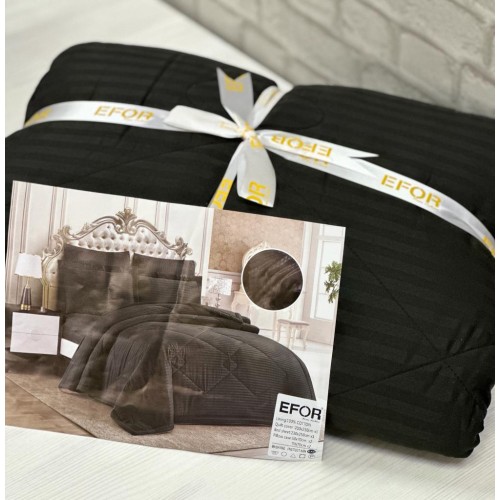 КПБ EFOR SATIN SIYAH 1,5 с одеялом черный