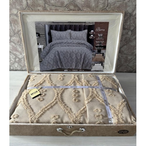 Покрывало EFOR в сундучке BERRA 240*260 с наволочками (50*70) капучино (CAPI)