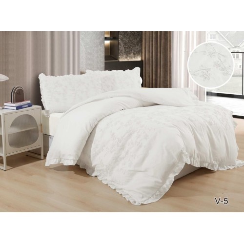 КПБ EFOR COTTONI с вышивкой "цветы" (V-5), евро