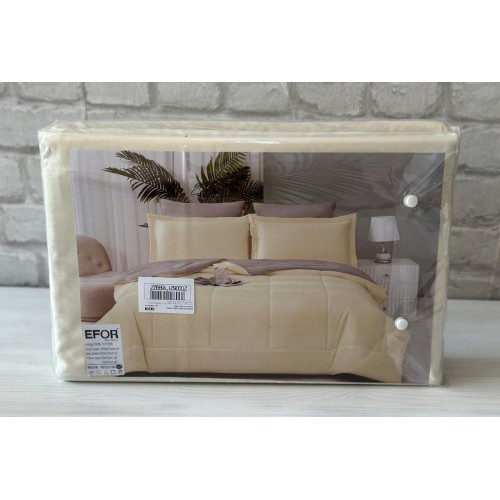 КПБ EFOR SATIN GRI/K.KREM серый-шампань евро