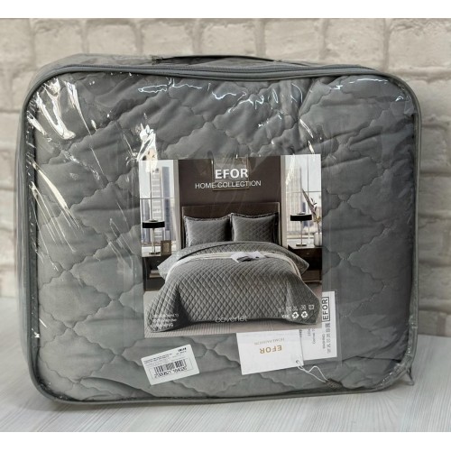 Покрывало ПВХ велюр (220*240) без наволочек серый GRI модель 2