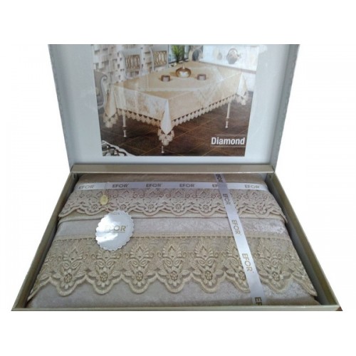 Скатерть EFOR DIAMOND 160*220 прямоугольная капучино S.KAHVE