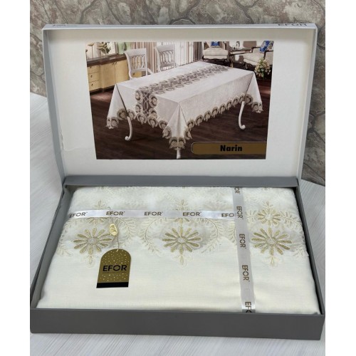 Скатерть EFOR NARIN GARDENYA 160*220 прямоугольная крем KREM