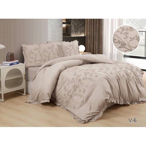 КПБ EFOR COTTONI с вышивкой "цветы" (V-6), евро