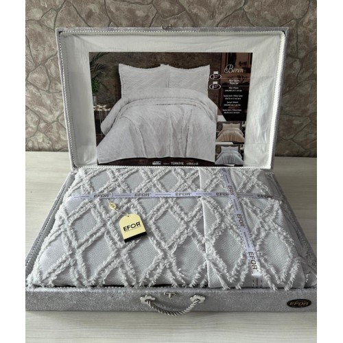 Покрывало EFOR в сундучке BEREN 240*260 с наволочками (50*70) серый (GRI)