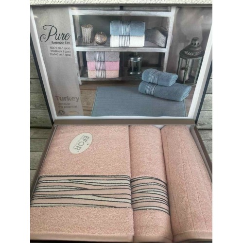 Набор полотенец EFOR из 3-х предметов (50*70;50*90;70*140) PURE розовый (pembe)
