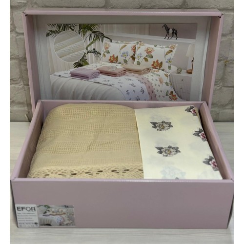 КПБ EFOR COTTONI с вафельным покрывалом 220*240, бежевый (АС-03)