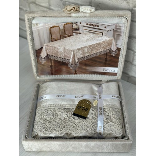 Скатерть EFOR BEYZA 160*220 в сундучке прямоугольник капучино CAPI