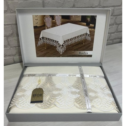 Скатерть EFOR RODYA GARDENYA 160*220 прямоугольная кремовый KREM