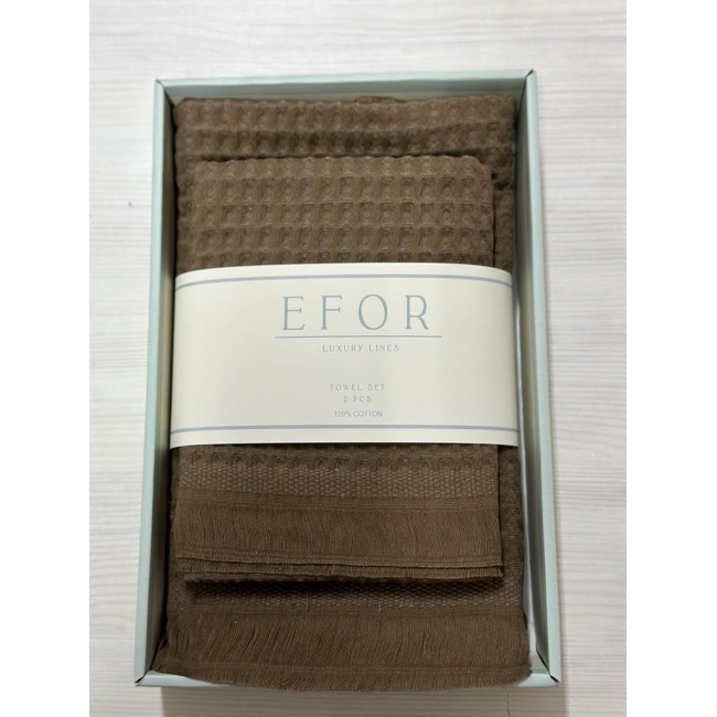 Набор вафельных полотенец EFOR из 2-х предметов (50*90 и 70*140) WAFFLE коричневый KAHVE коробка