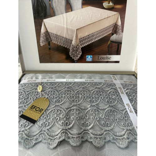 Скатерть EFOR LOUISE WATERPROOF 160*220 gri серый