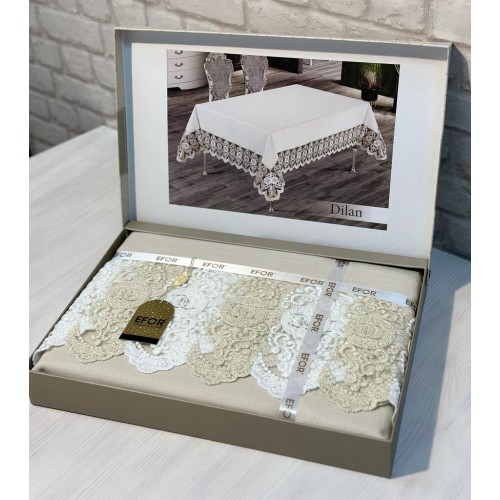 Скатерть EFOR DILAN GARDENYA 160*220 прямоугольная капучино S.KAHVE