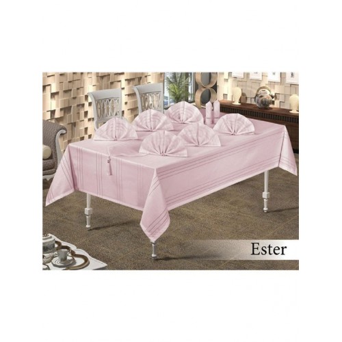 Скатерть EFOR ESTER 160*220 8 салф ранер пудровый PUDRA