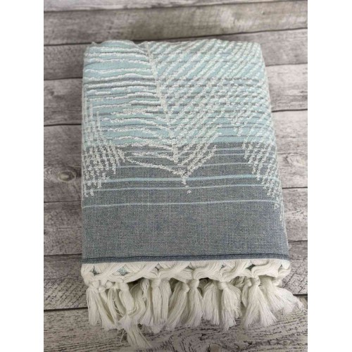 Пляжное полотенце пештемаль 100% хлопок Mita серо-голубой (90*170)