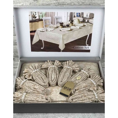Скатерть EFOR COTTON SET 160*220 прямоугольная кофейный