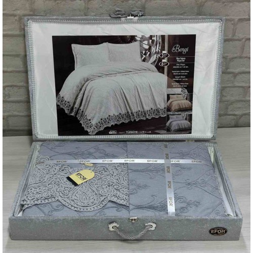 Покрывало EFOR в сундучке BENGI 240*260 с наволочками 2 шт.(50*70) серый (GRI)
