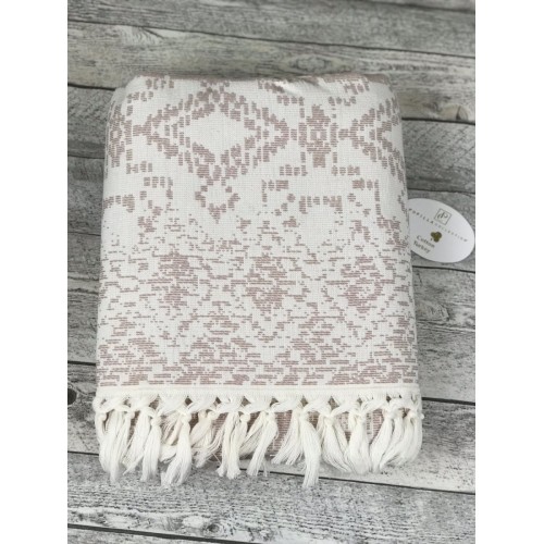 Пляжное полотенце пештемаль 100% хлопок Greneta сухая роза-крем (90*170)