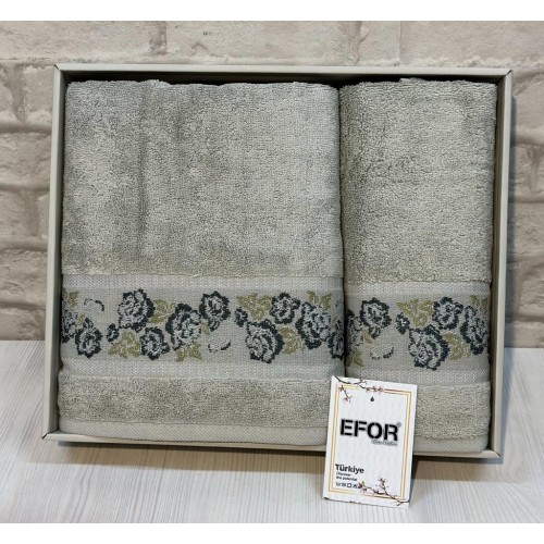 Набро полотенец EFOR из 2-х предметов (50*90.70*140) модель ROZALINA (серый) GRI