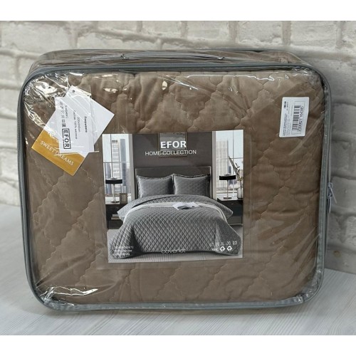 Покрывало ПВХ велюр (220*240) без наволочек кофейный KAHVE мод 2