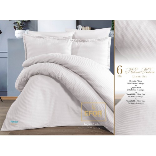 КПБ Efor Satin Gizgili (LAMIYA PS05) евро белый