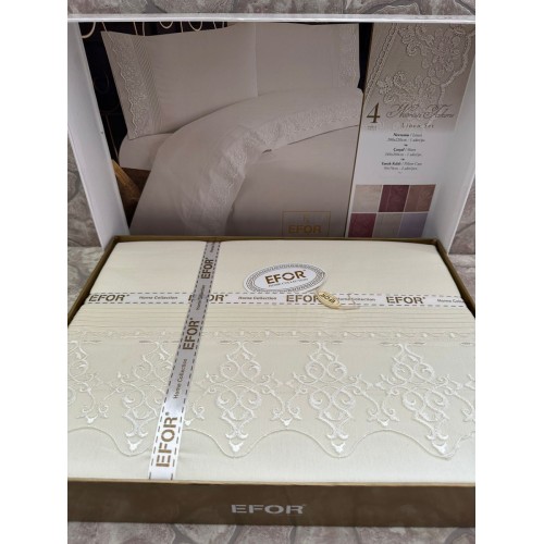 КПБ EFOR RANFORCE (DEREN NG-43) кремовый гипюр евро