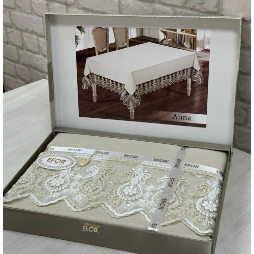 Скатерть EFOR ANNA GARDENYA 160*220 прямоугольная капучино S.KAHVE