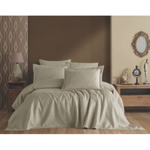 Покрывало EFOR (Gardines) с наволочками YAPRAK (240*260) бежевый BEJ