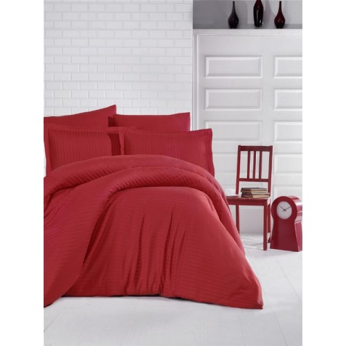 КПБ Clasy Satin Gizgili (DUZ RENK KIRMIZI) евро