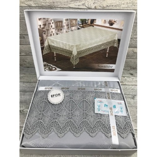Скатерть EFOR SUSANNE 160*220 прямоугольная серый