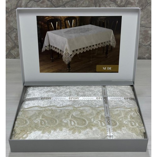 Скатерть EFOR SUDE 160*220 прямоугольная кремовый KREM
