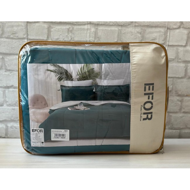 КПБ EFOR SATIN KREM/TURKUAZ с одеялом кремово-бирюзовый евро