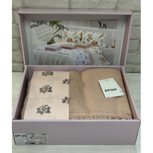 КПБ EFOR COTTONI с вафельным покрывалом 160*220, капучино (АС-04)