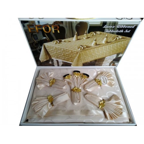 Скатерть EFOR KURDELEL? 160*220 8 салфеток капучино