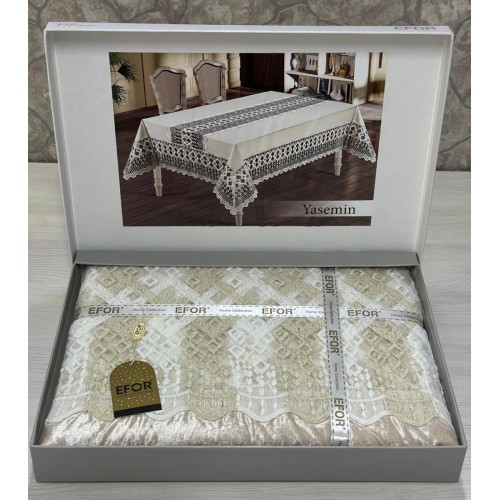 Скатерть EFOR YASEMIN 160*220 прямоугольная капучино S.KAHVE