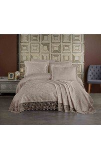 Покрывало EFOR Pique Bedspread LEYLA (240*260) с наволочками темно-кремовый TAS